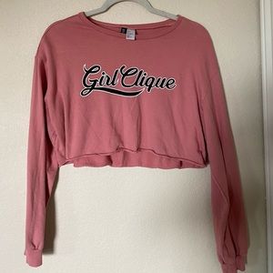Pink long sleeve crop top
